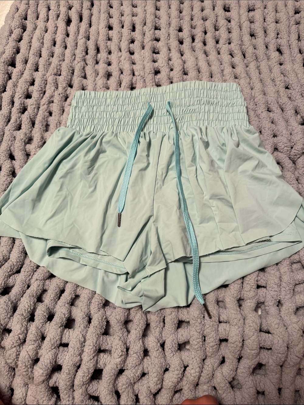 Amazon Women's Light Mint Smocked Waist Athletic Shorts with Drawstring